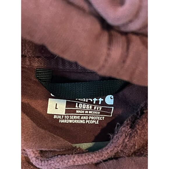 Carhartt Pullover Burgundy Hoodie Mens L Loose Fit - Picture 3 of 3